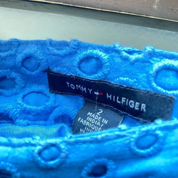 Tommy Hilfiger - Blue Full Midi Eyelet Detail Skirt - Picture 6 of 7